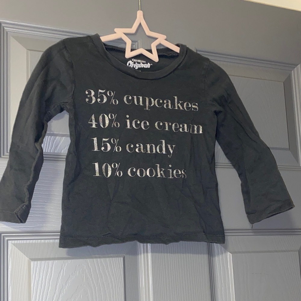 Gray Kids Sparkle Shirt with Fun Print Cupcakes ice cream candy cookies